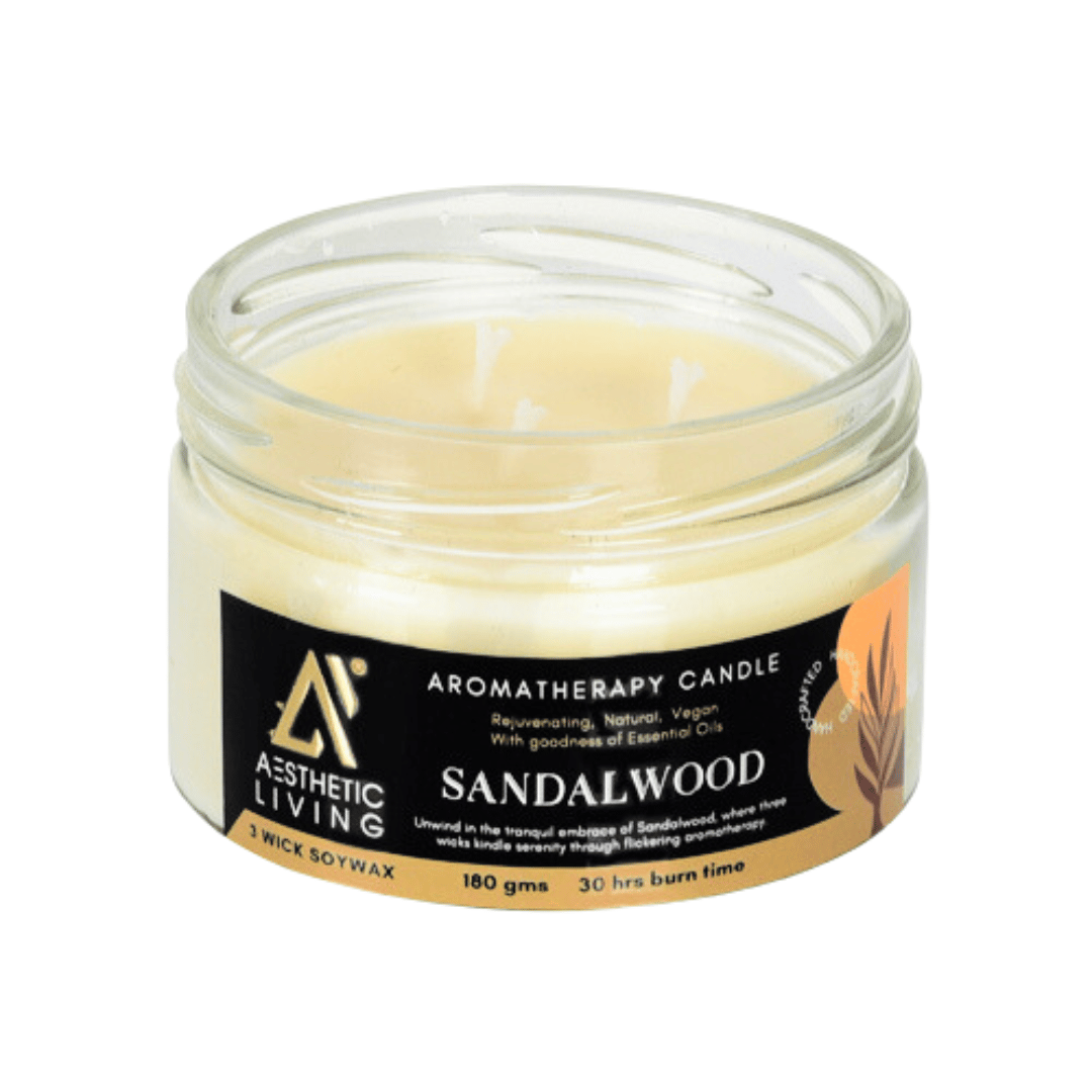 Aesthetic Living 3 wick Sandalwood Candle 180g