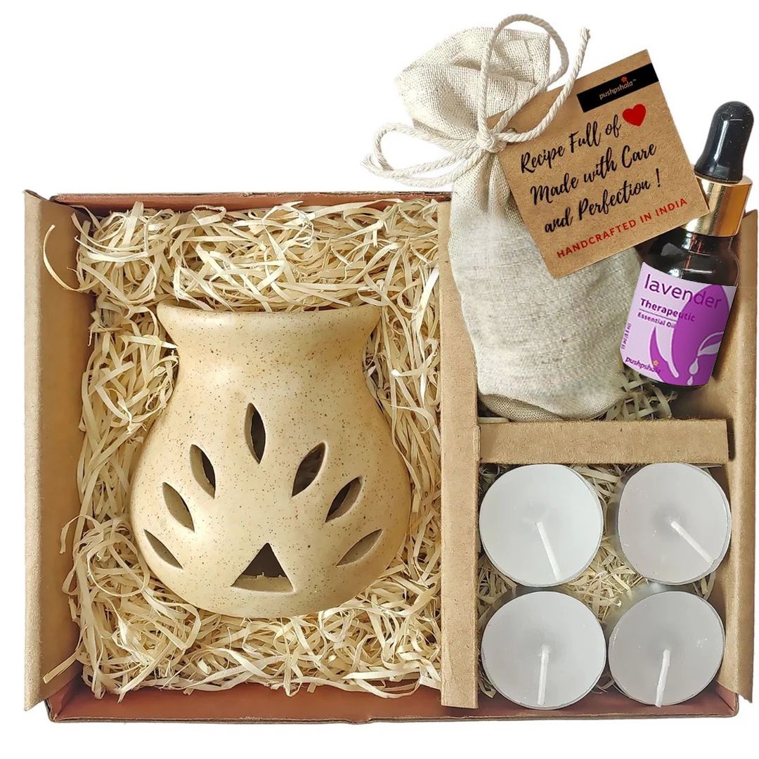 Pushpshala Lavender Diffuser Combo Pack  with Tea Lights