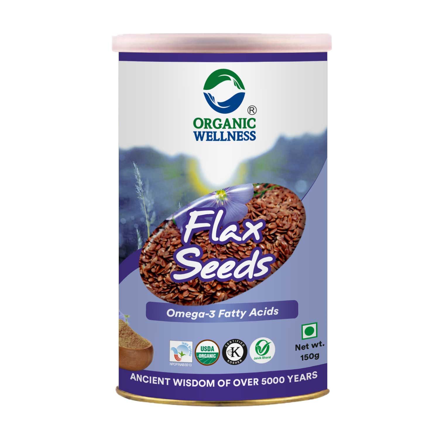 Organic Wellness Flax Seeds Tin 150 Grams