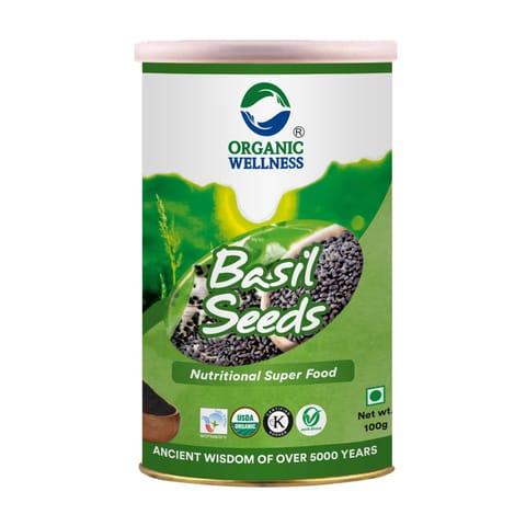 Organic Wellness Basil Seeds Tin 100 Grams