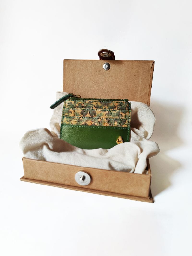Green Hermitage Iris Card Holder | Cactus Leather & Cork | Green