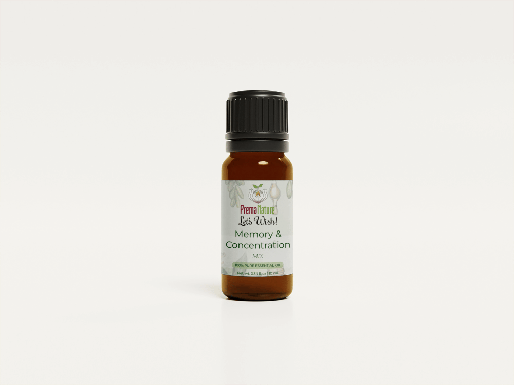 Prema Nature Certified Essential Oil Mixes | Memory & Concentration | 10ml