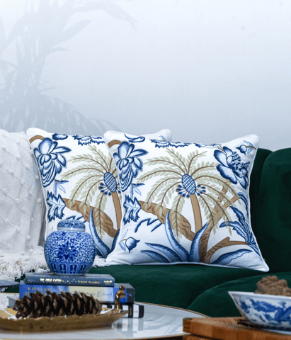 Beyond Basic Home Hamptons Style Multi Embroidered Palm Beach Cushion Cover