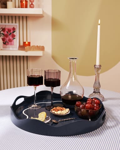 Table Manners Linear Midnight Blue Serving Tray
