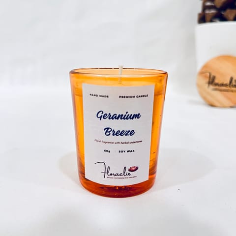Jaivik Store Premium Aromatherapy Soy Wax Candle | Soothing Geranium Breeze | 60g