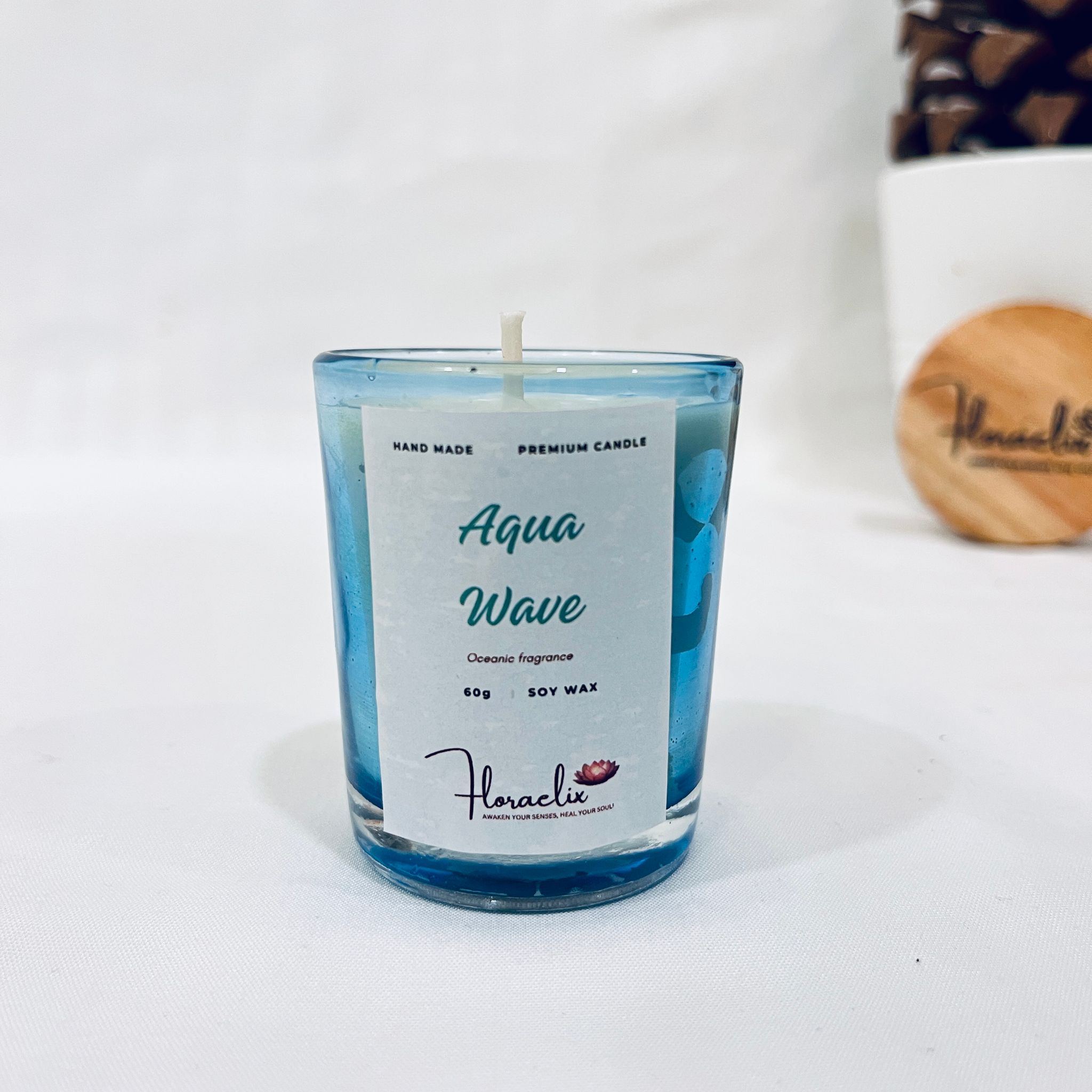 Jaivik Store Premium Aromatherapy Soy Wax Candle | Aqua Wave | 60g