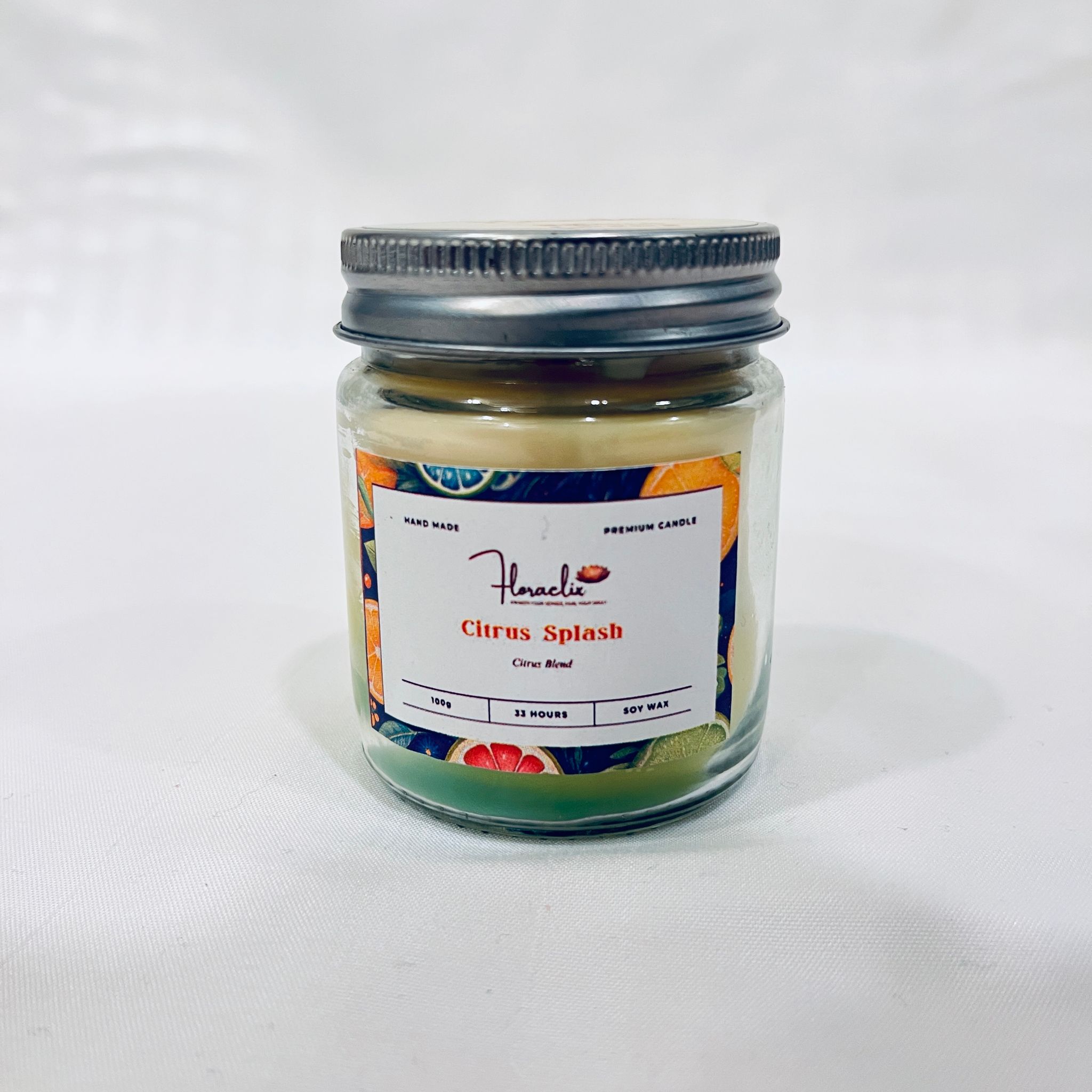 Jaivik Store Premium Scented Jar Candle | Eco-friendly Soy Wax | Citrus Splash | 100 g