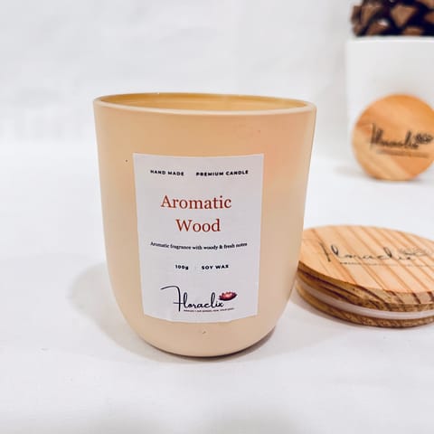 Jaivik Store Premium Scented Jar Candle | Eco-friendly Soy Wax | Aromatic Wood | 100 g