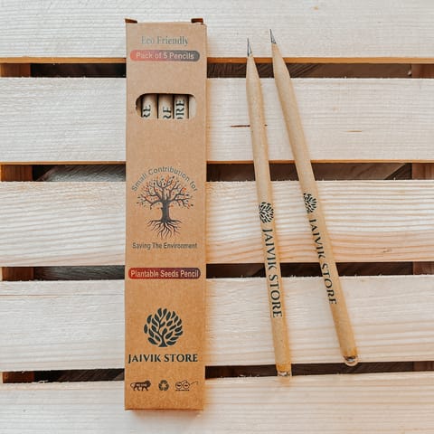 Jaivik Store Plantable Seed Pencils | 2B Extra Dark Lead | Pack of 5