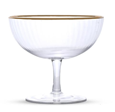 Table Manners Gold Edge Ribbed Ice-Cream Tum (set of 4)