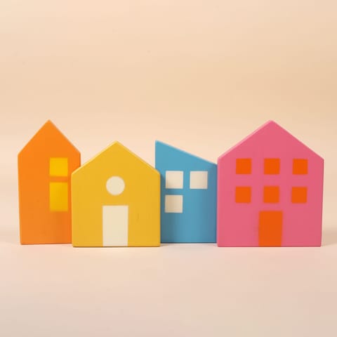 BTC-Wooden Houses Toy | Set of 04 | Countryside