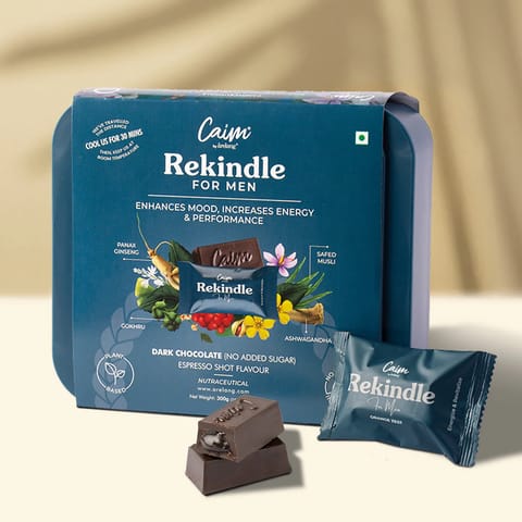 Caim by Arelang | Rekindle for Men | Sugarfree Dark Chocolates Supplement for Masculinity | Improves Endurance & Efficiency | 1 x 20 pieces(300gram)
