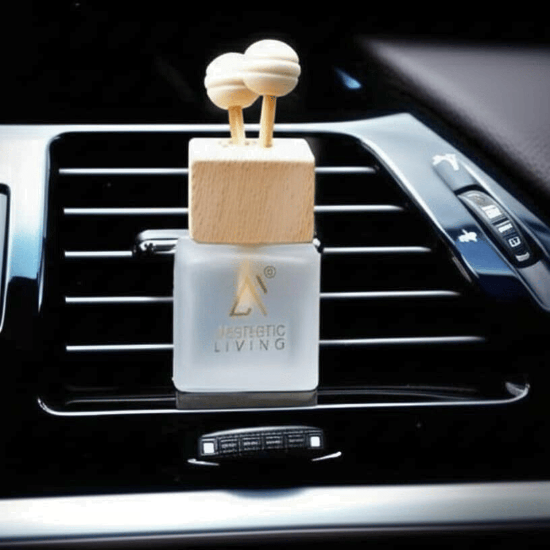 Aesthetic Living Reed Pods Car Aromatizer Diffuser Bottle ( White Reed Vent Clip  Combo-8ml+ Essential Oil- 15 ml)