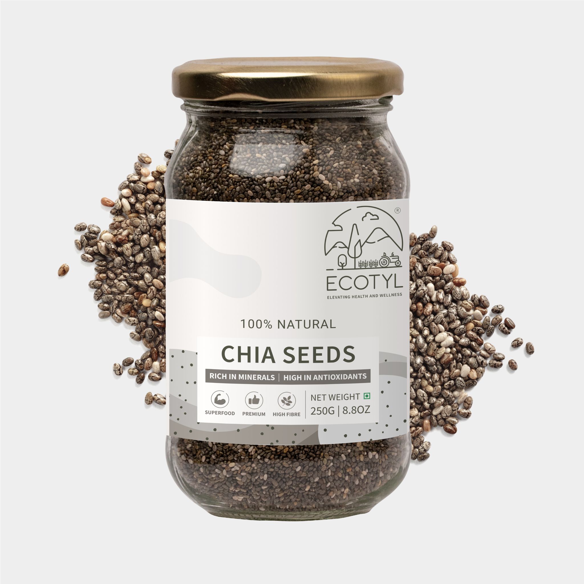 Ecotyl Chia Seeds | Rich in Antioxidants & Fibre | 250g
