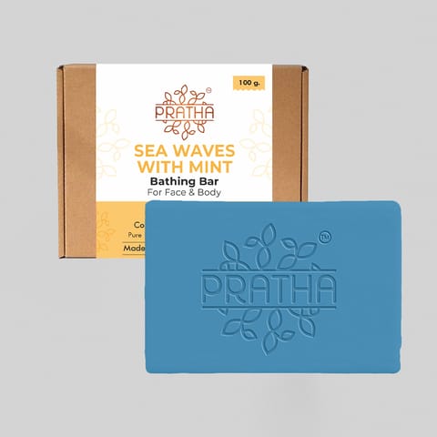 Pratha Naturals Cold Process Handmade Soap | Sea Waves with Mint |100 gm