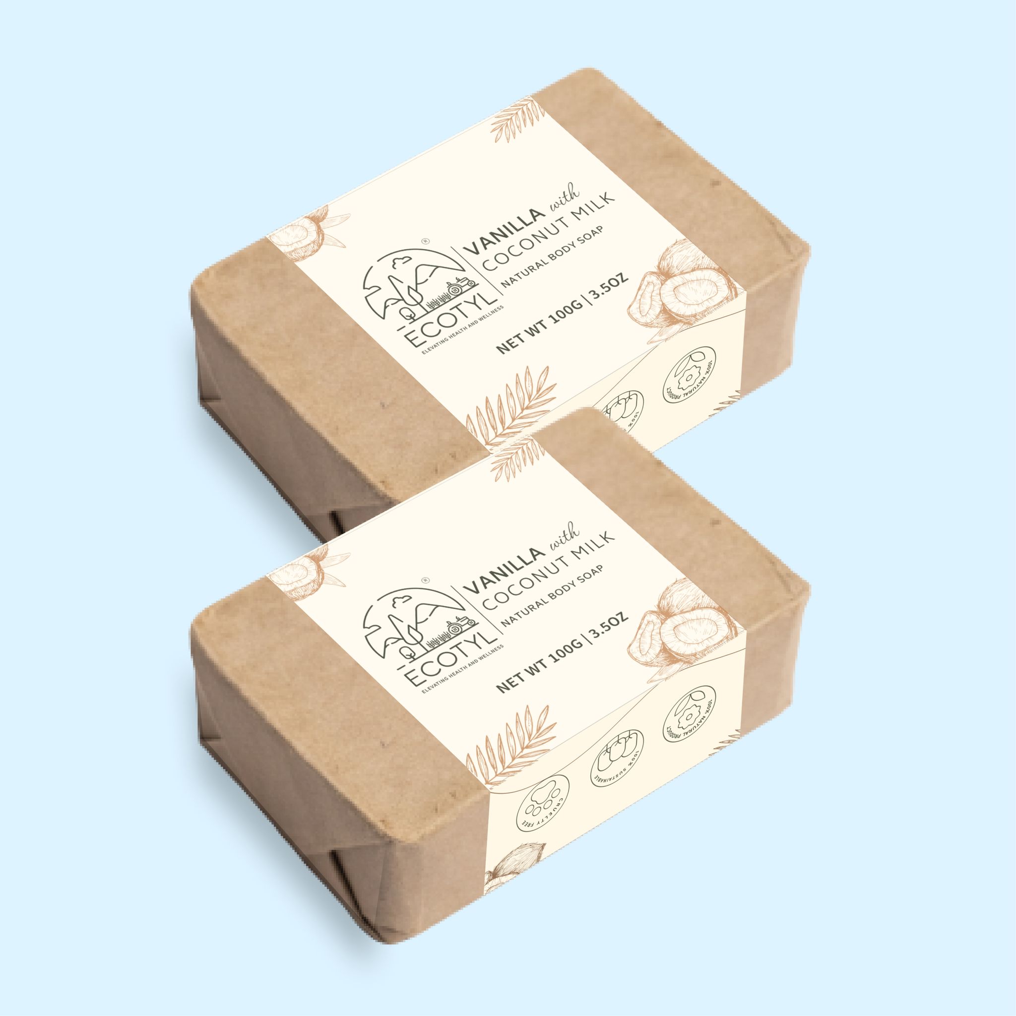 Ecotyl Coconut Milk Soap with Vanilla | 100% Natural | Set of 2