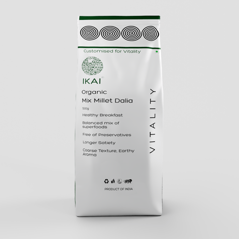 Ikai Organic Mix Millet Dalia | Multi Millets | Customised For Vitality | Gluten Free | 500g
