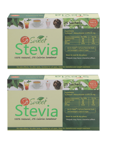 So Sweet Stevia Sachets - Sugar Free Natural Zero Calorie Sweetener