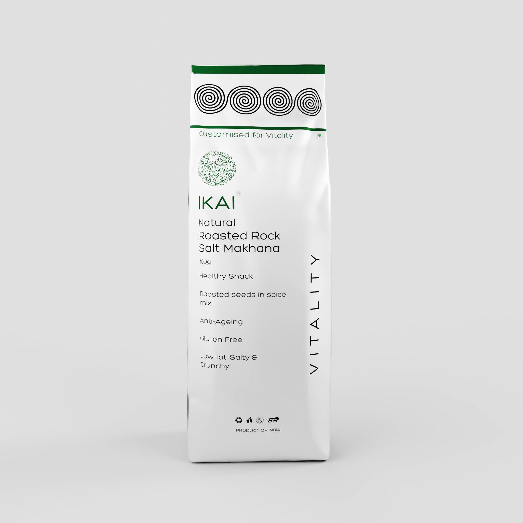 ikai Organic Natural Sendha Namak Makhana | Customised For Vitality | 100g