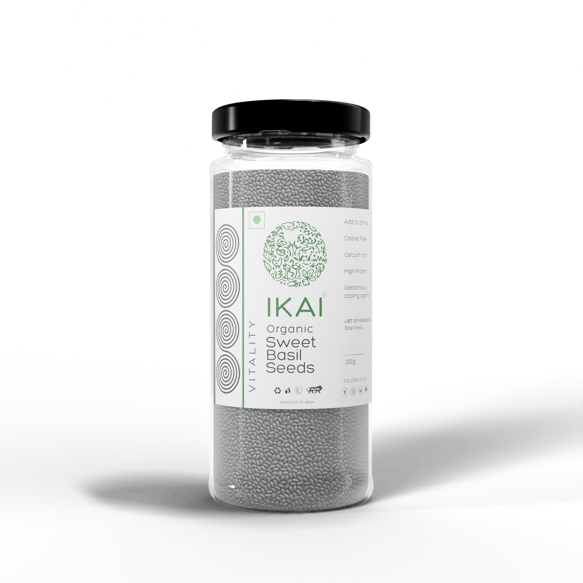 IKAI Organic Sweet Basil Seeds | Sabja | Customised for Vitality | High Protein | 100g
