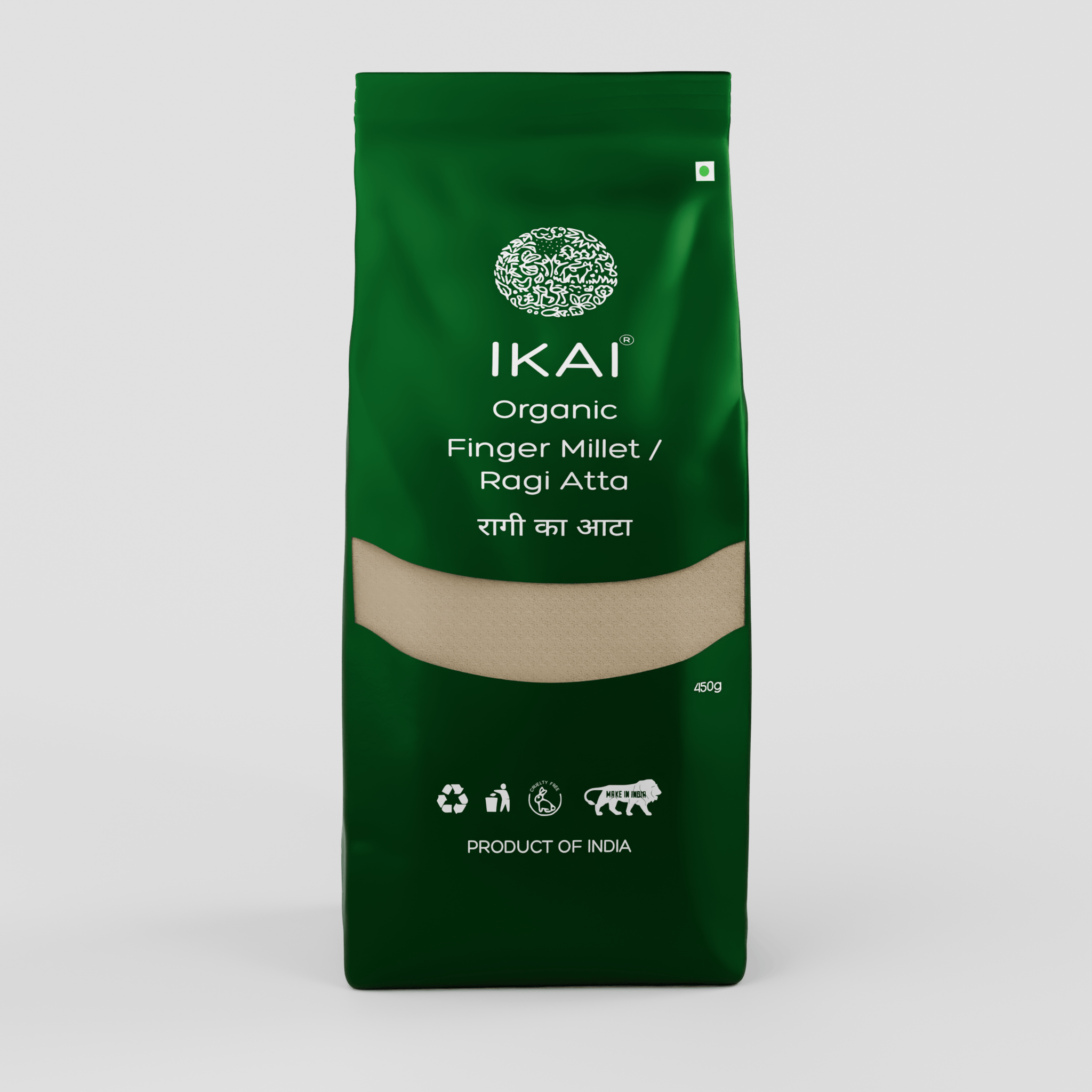 IKAI Organic Finger Millet / Ragi Atta | Gluten Free |  Ancient Grain | Nachni | 450g