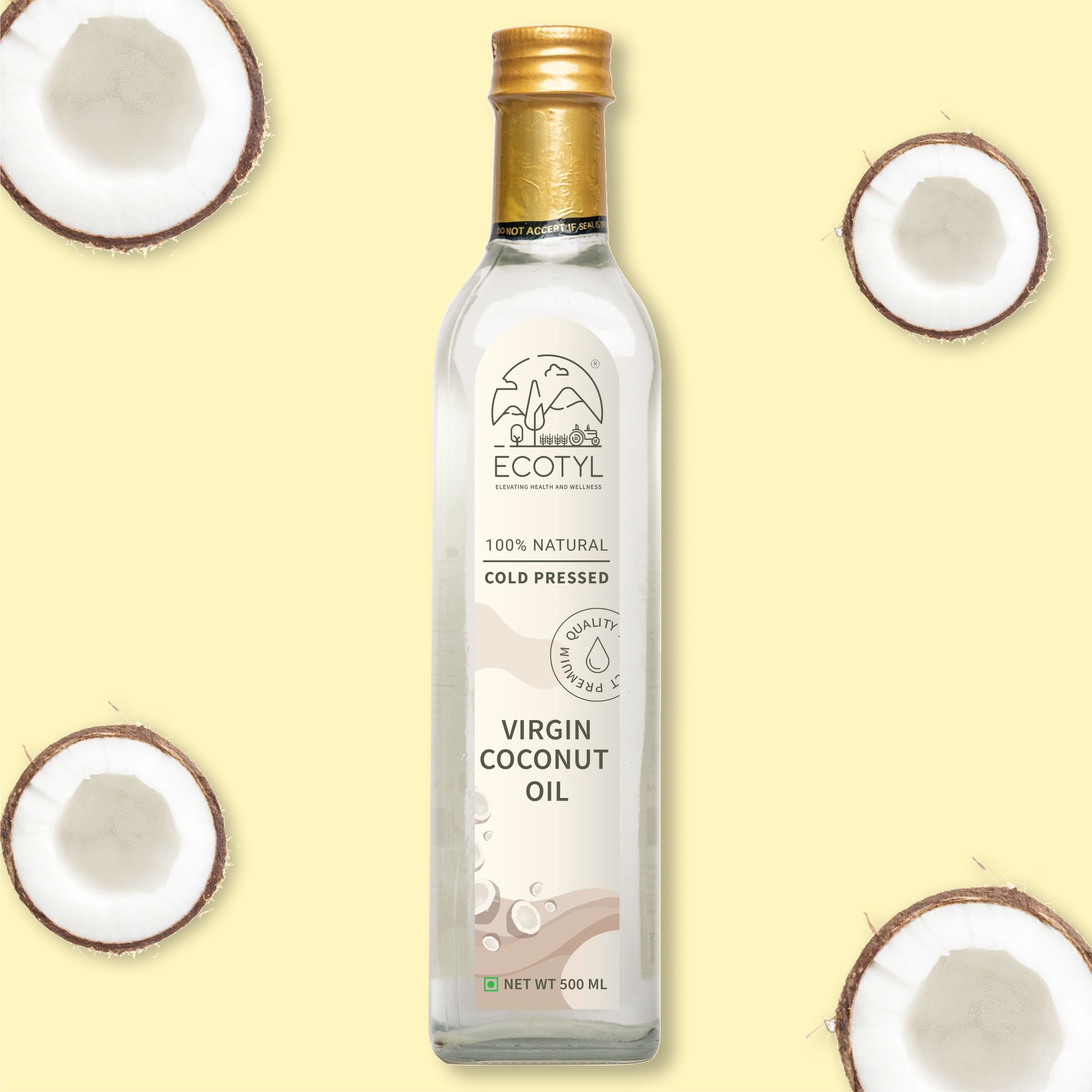 Ecotyl Cold Pressed Virgin Coconut Oil | Kachi Ghani | 500ml