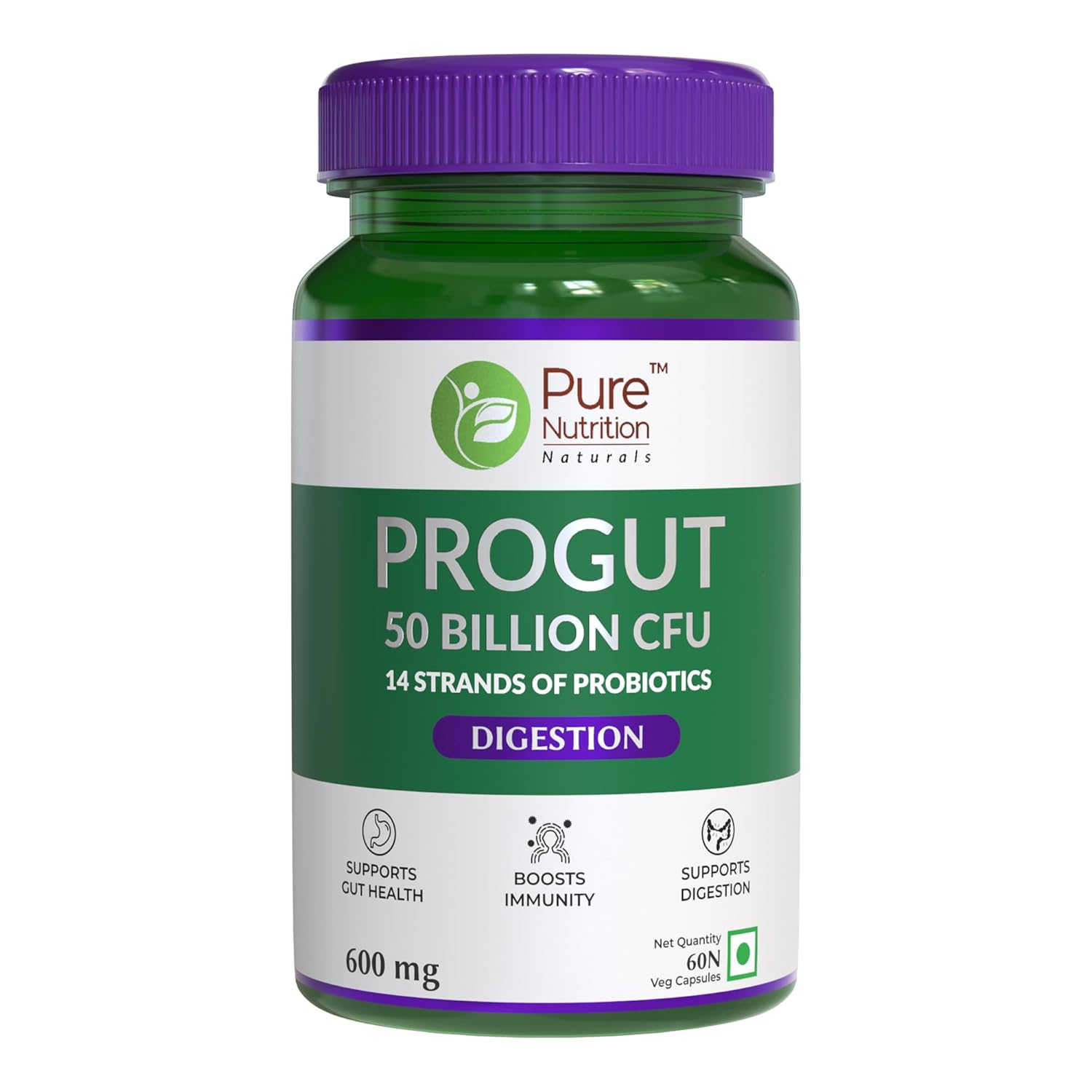 Pure Nutrition Probiotic + Prebiotic |50 Billion CFU & 250mg Prebiotics