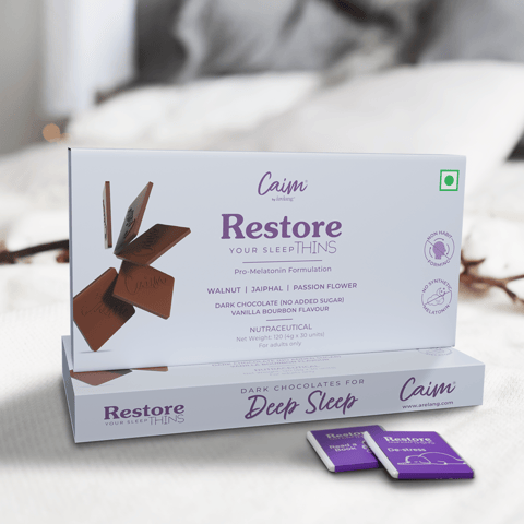 Caim by Arelang | Restore your Sleep | Non-Melatonin formulation | Plant-based, Sugar & Dairy FREE | Knock out in 30 mins | Improves Sleep Quality | 1x 30 pieces | 120g
