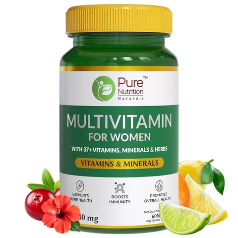 Pure Nutrition Multivitamin for Women (1400mg) with Biotin, Iron, Alfa Alfa, Moringa, Ginseng, Fenugreek & Green Tea