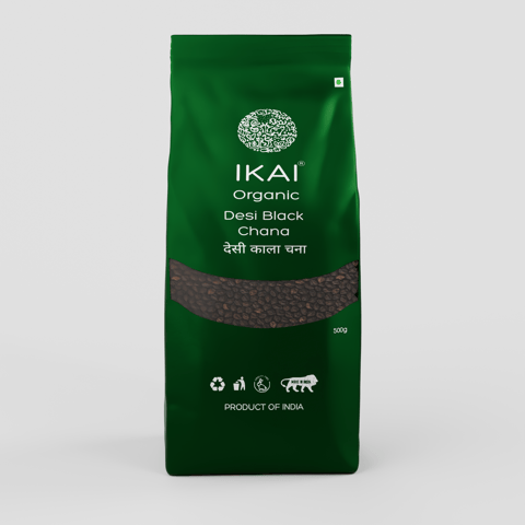 IKAI Organic Desi Black Chana | Bengal Gram | Natural Protein Foods | 500g