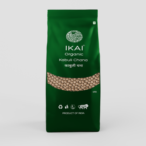 IKAI Organic Kabuli Chana | White Chickpea | Natural Protein Foods | 500g