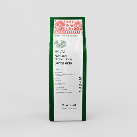 Ikai Organic-Natural Joha Rice | Heirloom Rice | Aromatic | Regional Specialty-Assam | 1000g
