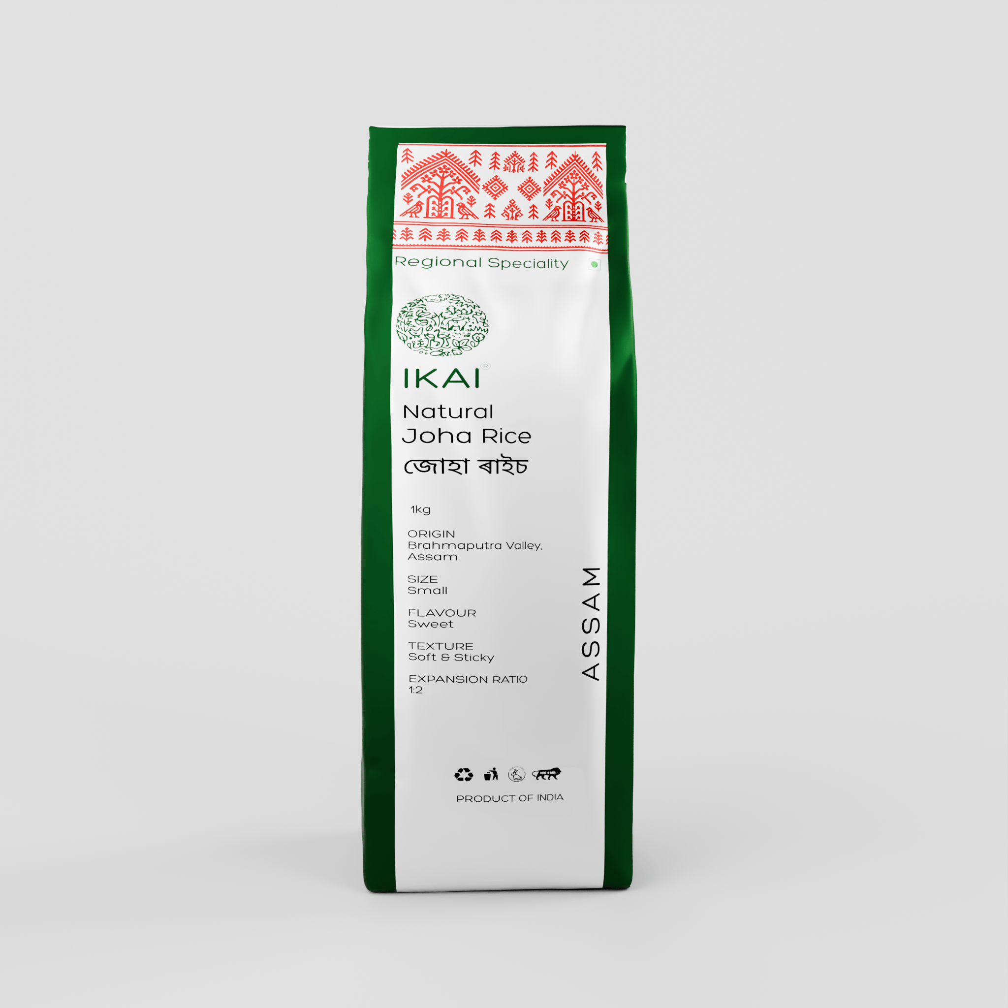 Ikai Organic-Natural Joha Rice | Heirloom Rice | Aromatic | Regional Specialty-Assam | 1000g