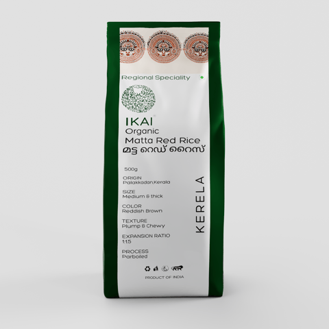 इकाई ऑर्गेनिक - ऑर्गेनिक मट्टा लाल चावल | पारबॉयल्ड | मोटा चावल | क्षेत्रीय विशेषता - केरल | 500 ग्राम