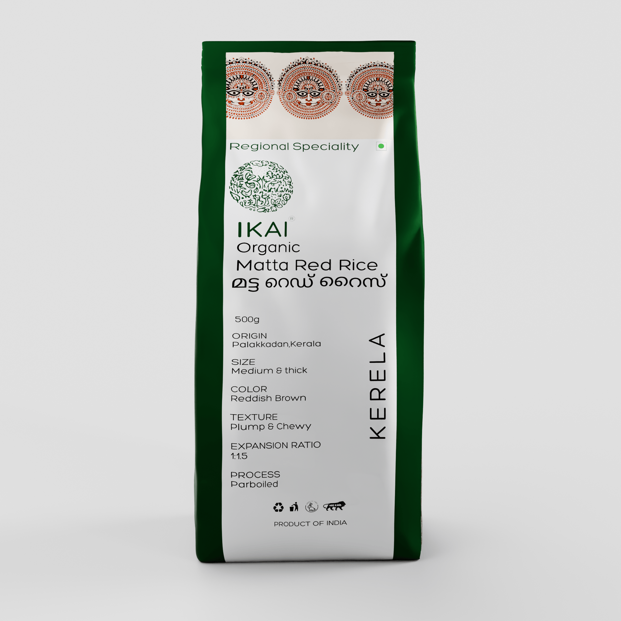 इकाई ऑर्गेनिक - ऑर्गेनिक मट्टा लाल चावल | पारबॉयल्ड | मोटा चावल | क्षेत्रीय विशेषता - केरल | 500 ग्राम