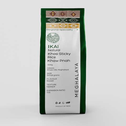 Ikai Organic- Natural Khasi Sticky Rice | Gelatenous | Regional Specialty-Meghalaya | 500g