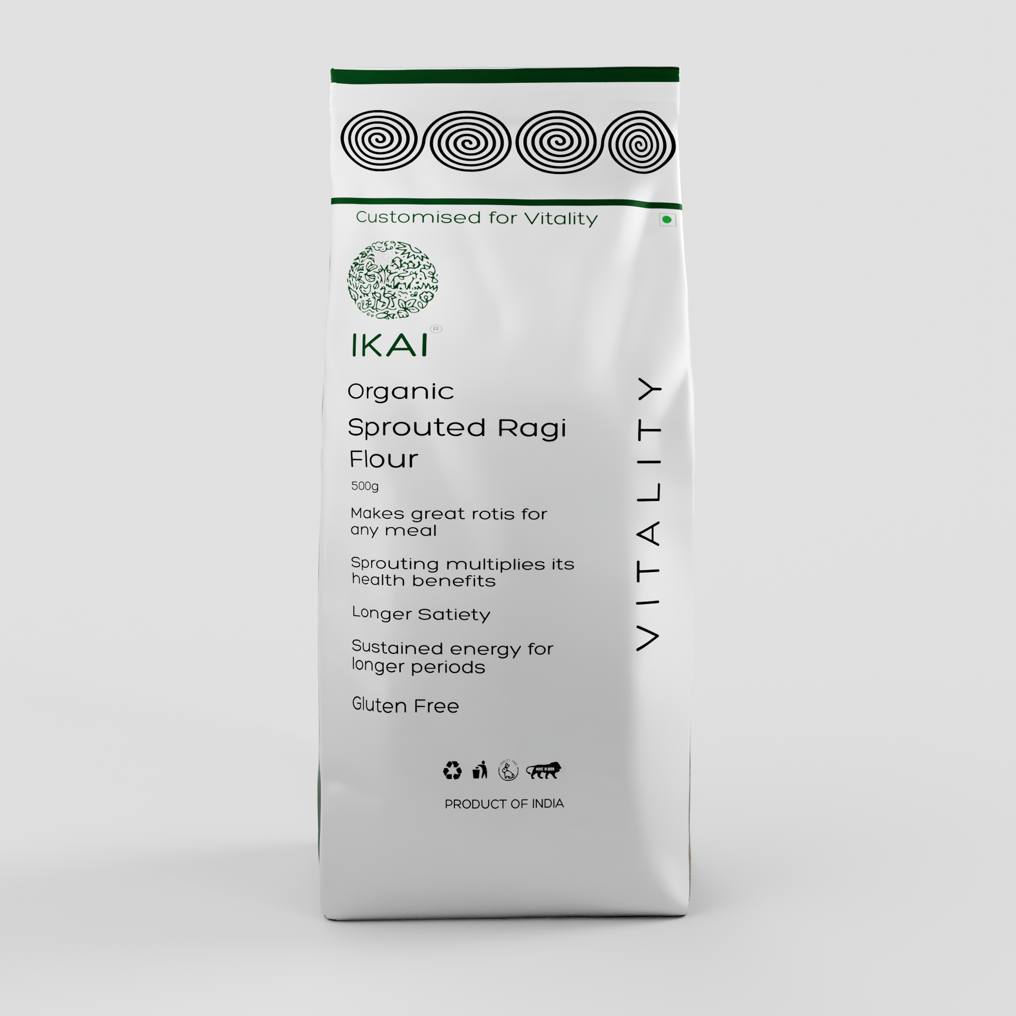 इकाई ऑर्गेनिक - ऑर्गेनिक अंकुरित रागी आटा | ग्लूटेन मुक्त | अंकुरित | स्फूर्ति के लिए अनुकूलित | 450 ग्राम