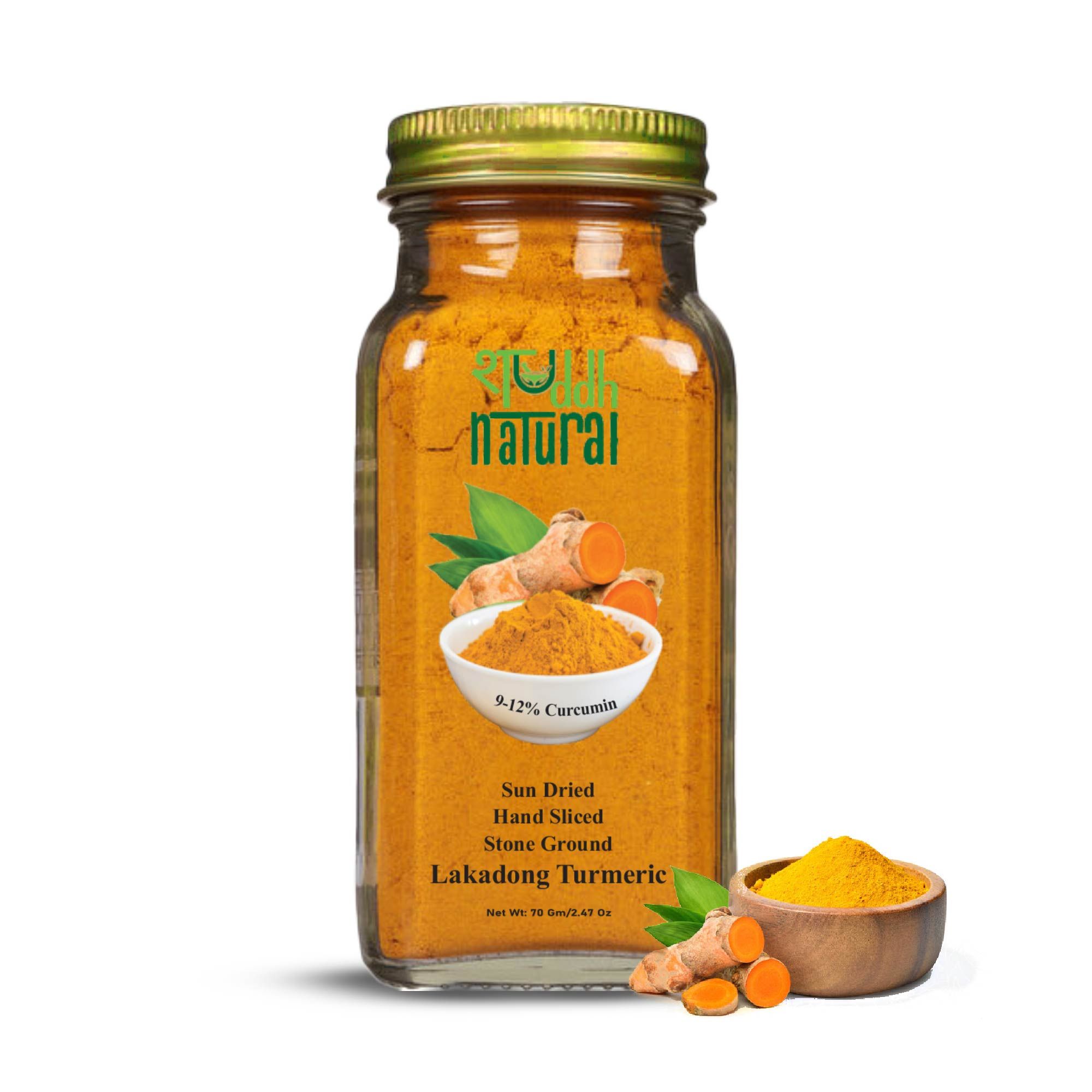 Shuddh Natural Lakadong Turmeric Powder I High Curcumin 9-12% I Single Origin I 70g