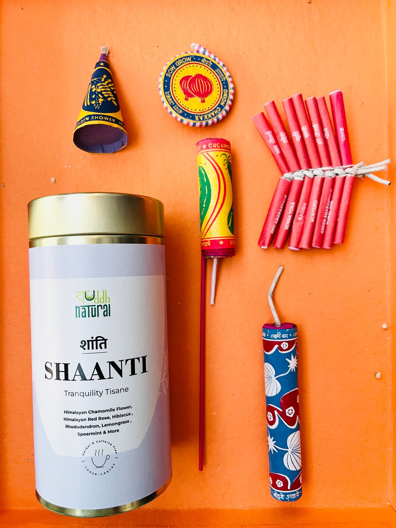 Shuddh Natural Festive Diwali Gift Hamper I Tea I Plantable Seed Patakha | Set of 5