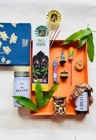 Shuddh Natural Diwali Gift Box | Plantable Patakha, Tea, Honey, Dry Fruits & Incense | Set of 6