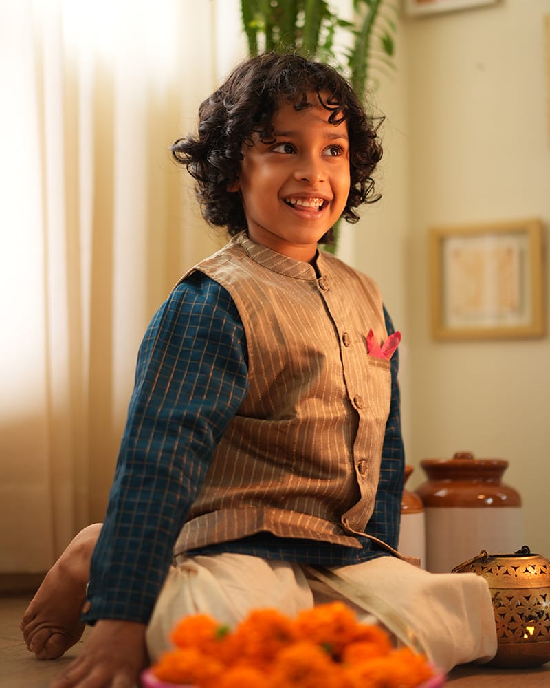 LTWT INDU Bandi Gold Nehru Jacket