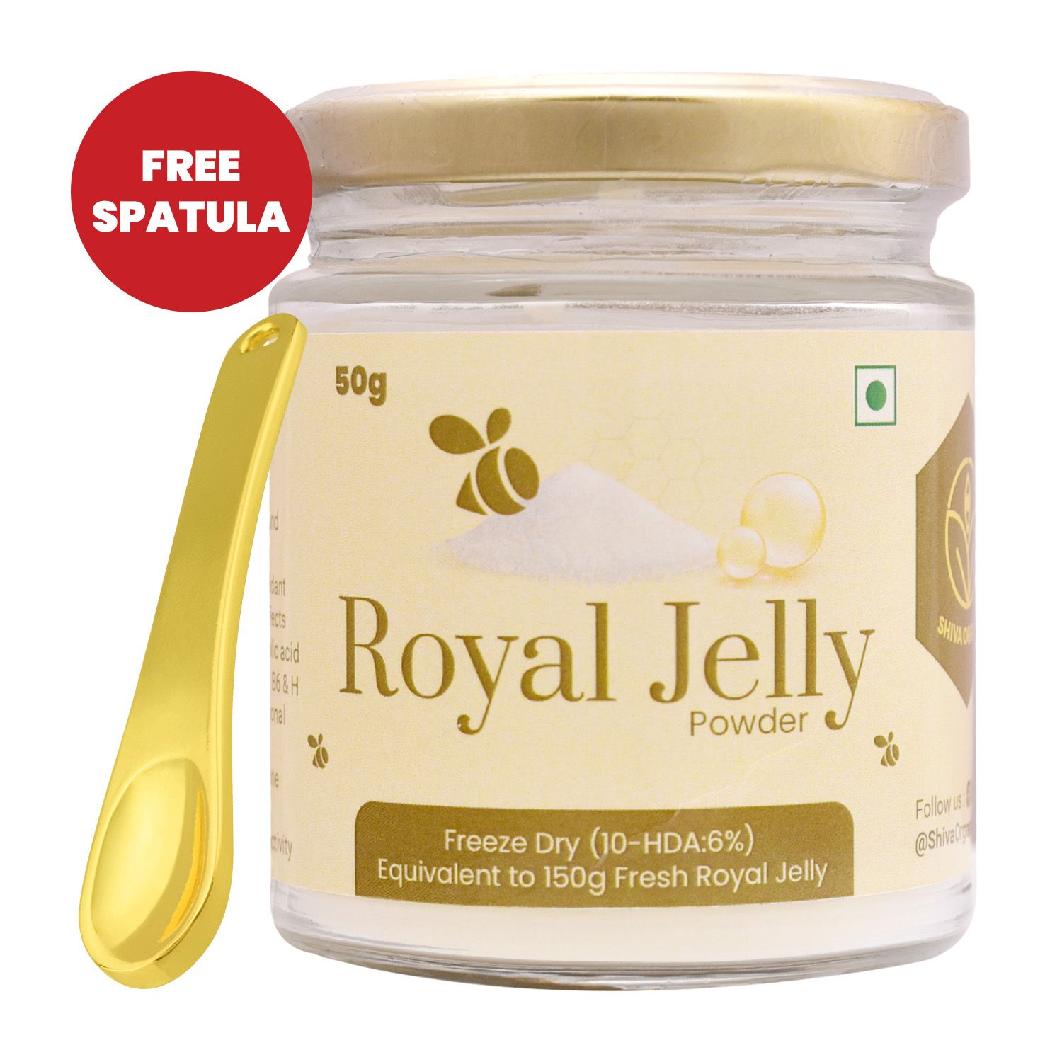 Shiva Organic Royal Jelly Powder - Freeze Dry 10-HDA:6%