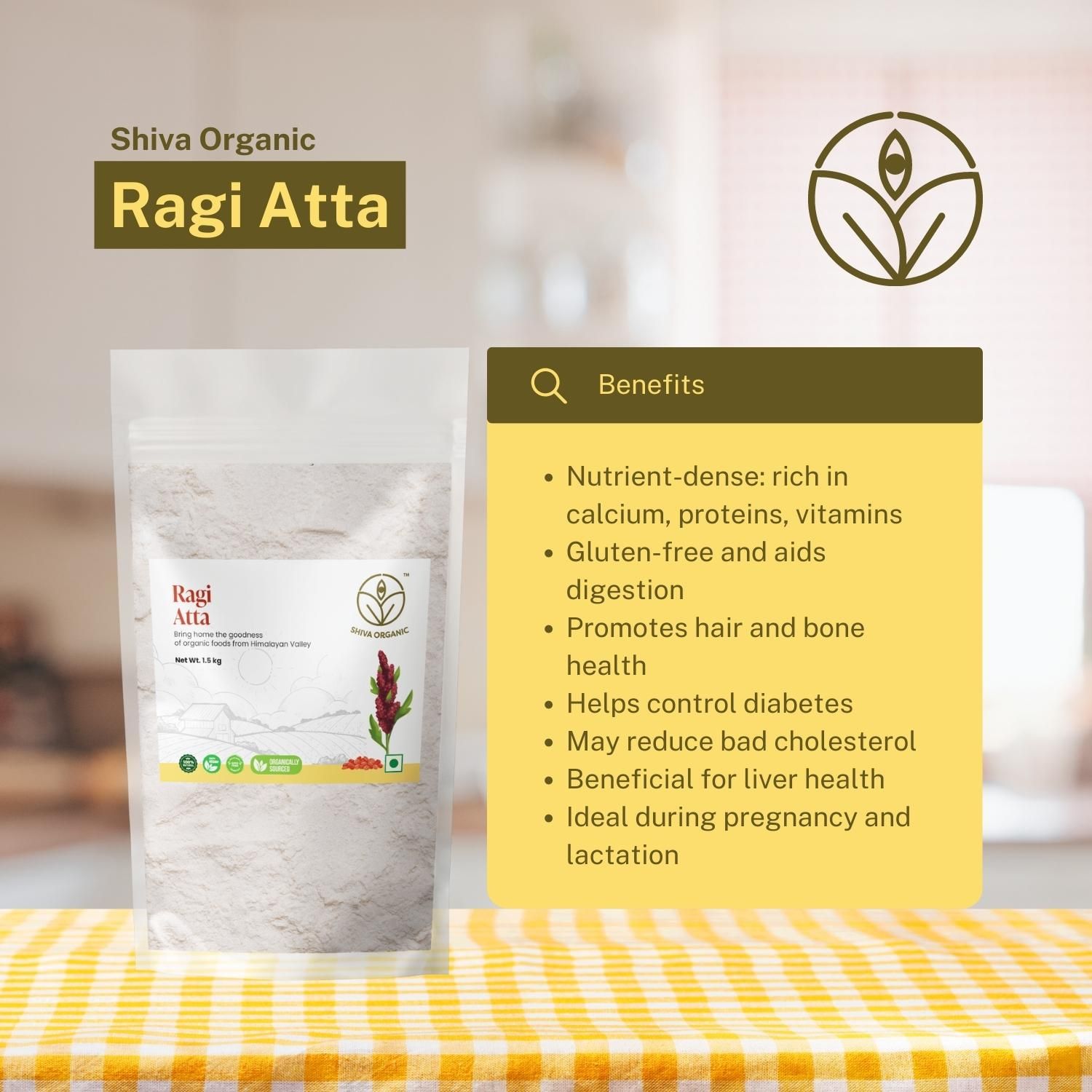 Shiva Organic Himalayan Ragi Atta - Finger Millet Flour