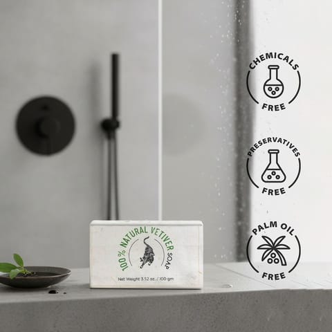 Kheoni 100% Natural Vetiver Bathing Soap Bar for Men and Women  100 gm