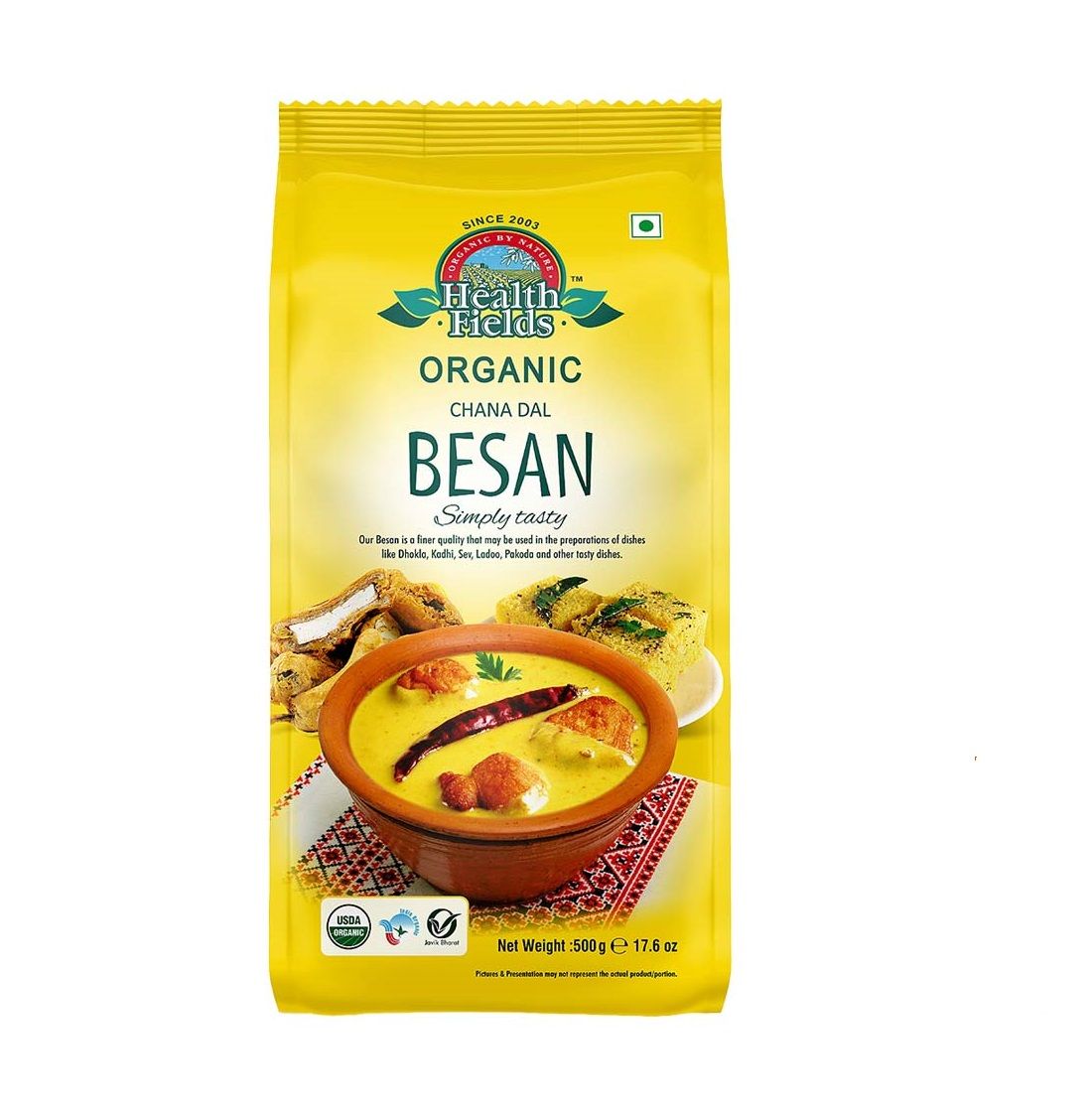 Healthfields Organic Rozana Besan | Organic Besan | 500g