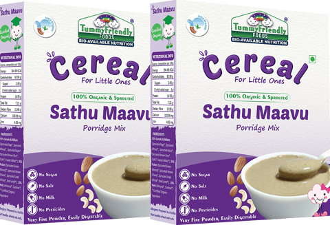 TummyFriendly Foods Certified 100% Organic Sprouted Sathu Maavu Porridge Mix , 200g Each, 2Packs Cereal (400 g, Pack of 2)