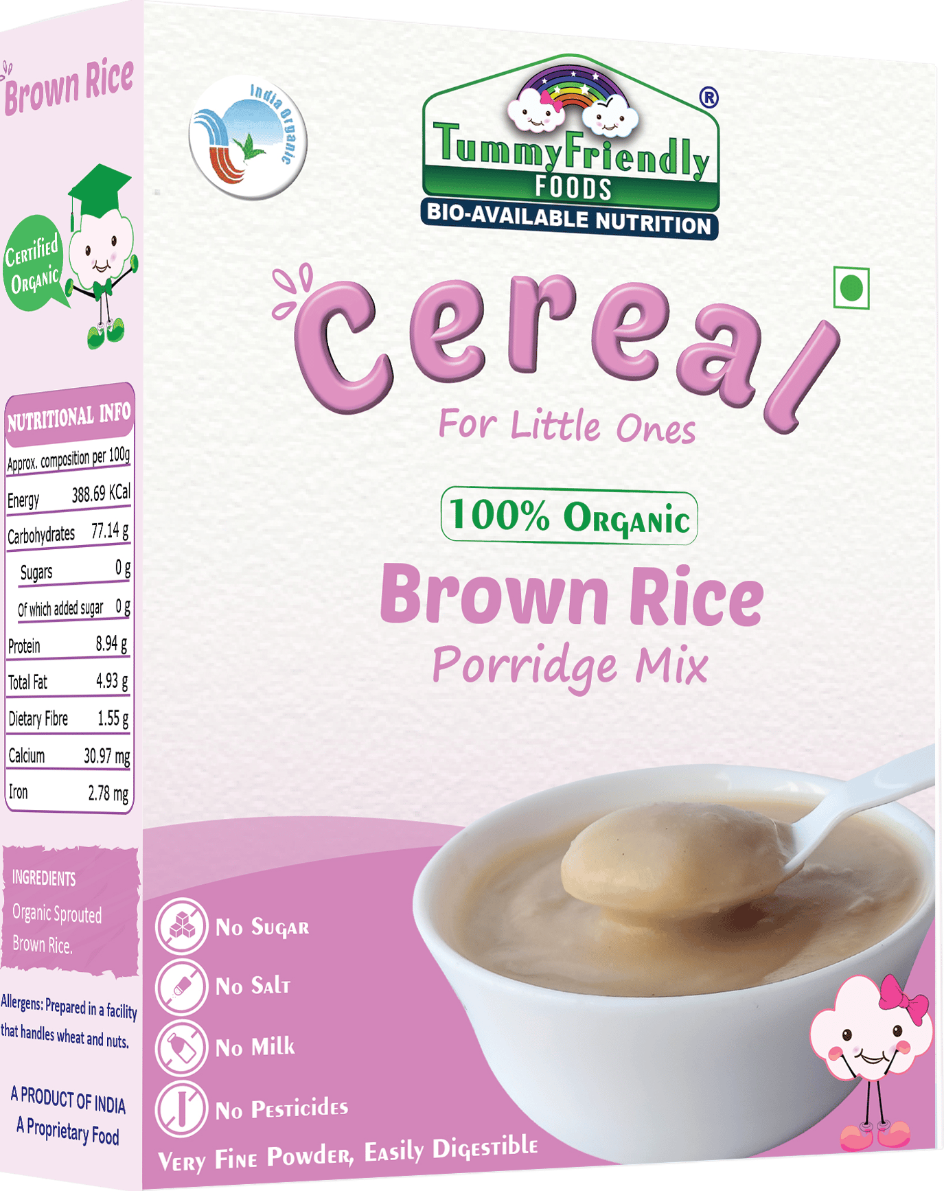 टमीफ्रेंडली फूड्स प्रमाणित 100% ऑर्गेनिक अंकुरित ब्राउन राइस दलिया मिक्स | 200 ग्राम अनाज (200 ग्राम, 6+ महीने)