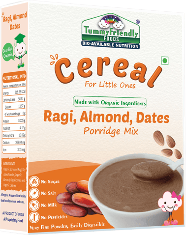 पेट के अनुकूल खाद्य पदार्थ अंकुरित रागी, बादाम, खजूर दलिया मिश्रित अनाज (200 ग्राम, 8+ महीने)