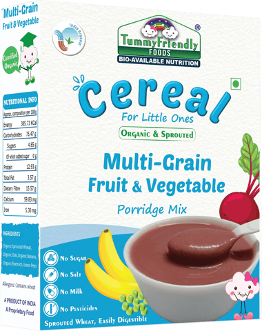 TummyFriendly Foods Certified Organic Sprouted Multi Grain Fruit Vegetable  Porridge Mix | (200 g, 8+ Months)